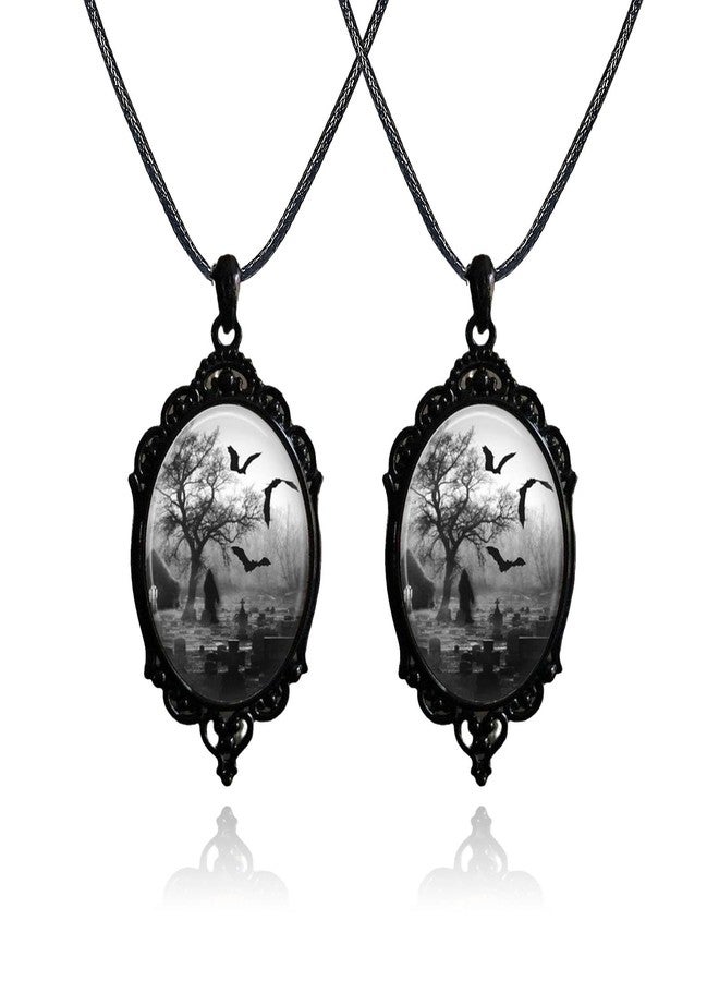 WCRAZYE Gothic Bat Necklace for Men Women Vintage Gothic Rope Chain Witch Bat Choker Dark Punk Style Glass Pendant Necklace Victoria Emboss Cameo Necklace Mystic Witch Halloween Jewelry Gift Accessories (Style 1) - Image 1